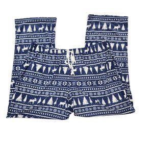 Alfred Dunner Faux Fur Blue and White Winter Print Pajama Pants Size 18